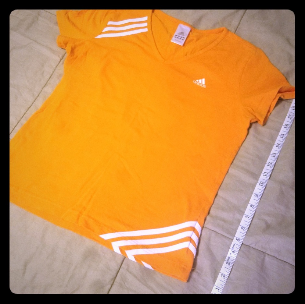 Bright Orange Adidas Tee 3 Stripe